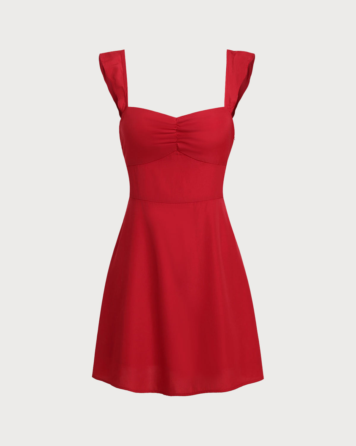 Vestido Mini Sin Mangas de Cuello Corazón Rojo