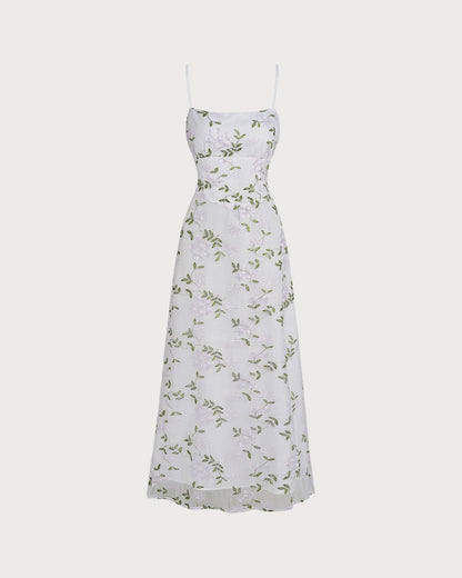 Vestido Maxi Sin Mangas Floral Blanco