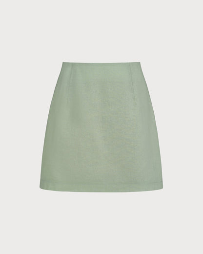 Falda Mini A-Line Sólida Verde