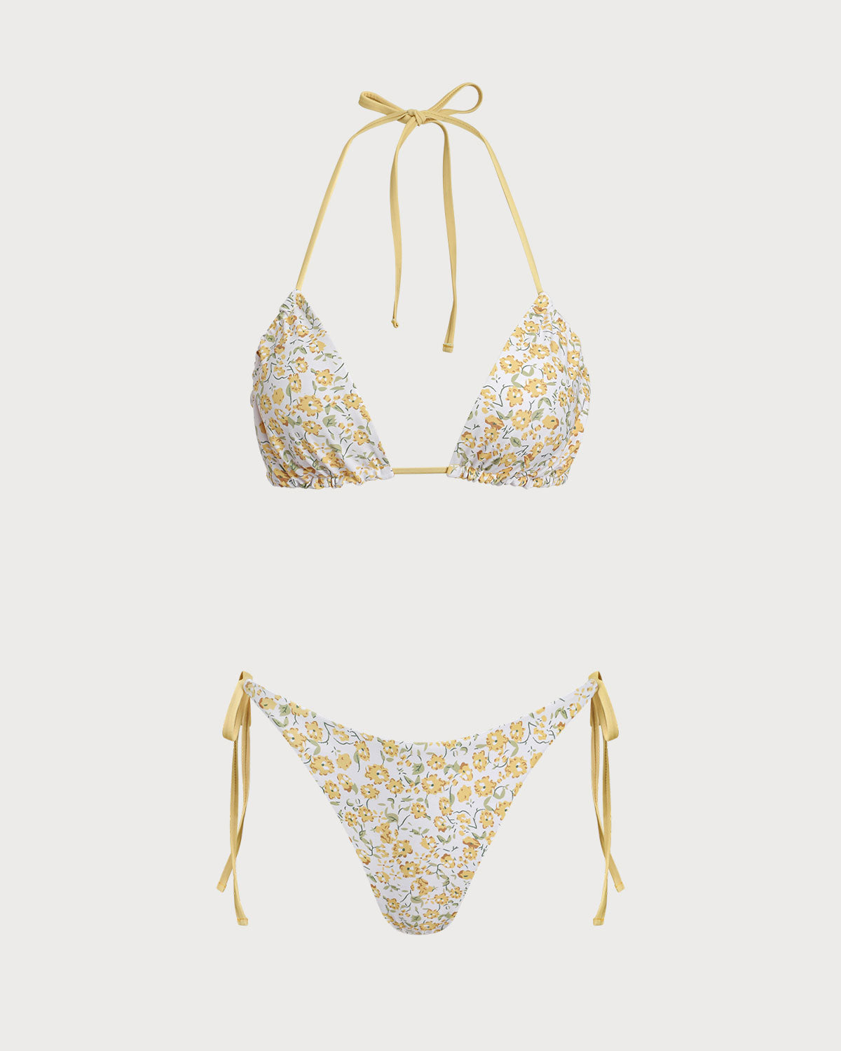 Conjunto de Bikini Triangular Floral Amarillo