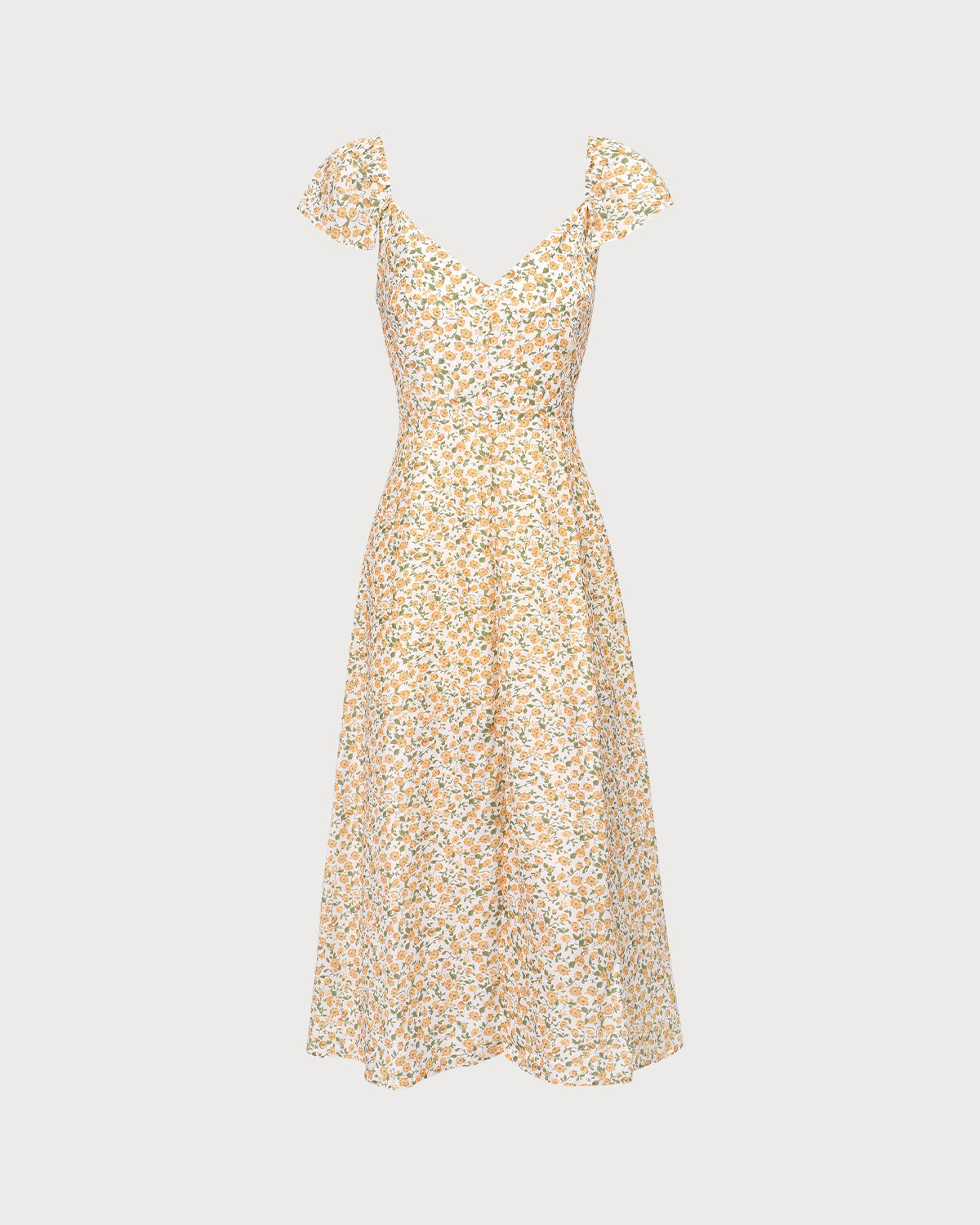 El Vestido Midi Floral Amarillo con Escote en V