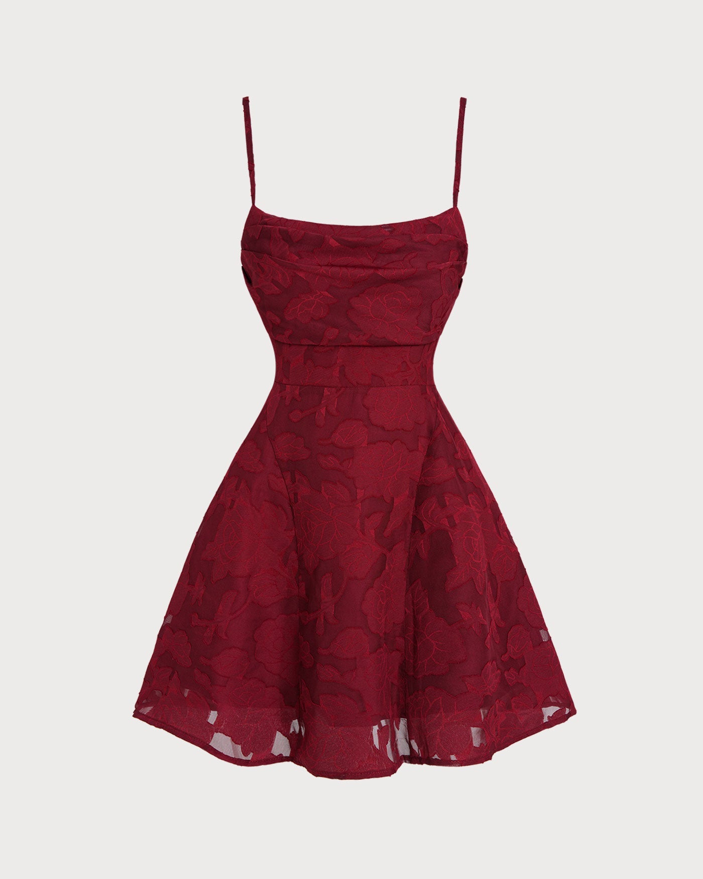 Vestido Mini Sin Espalda Floral Rojo Vino