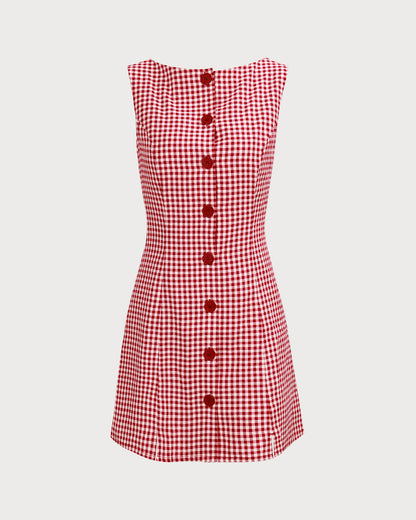 El Vestido Mini de Cuello Barco a Rayas Rojas