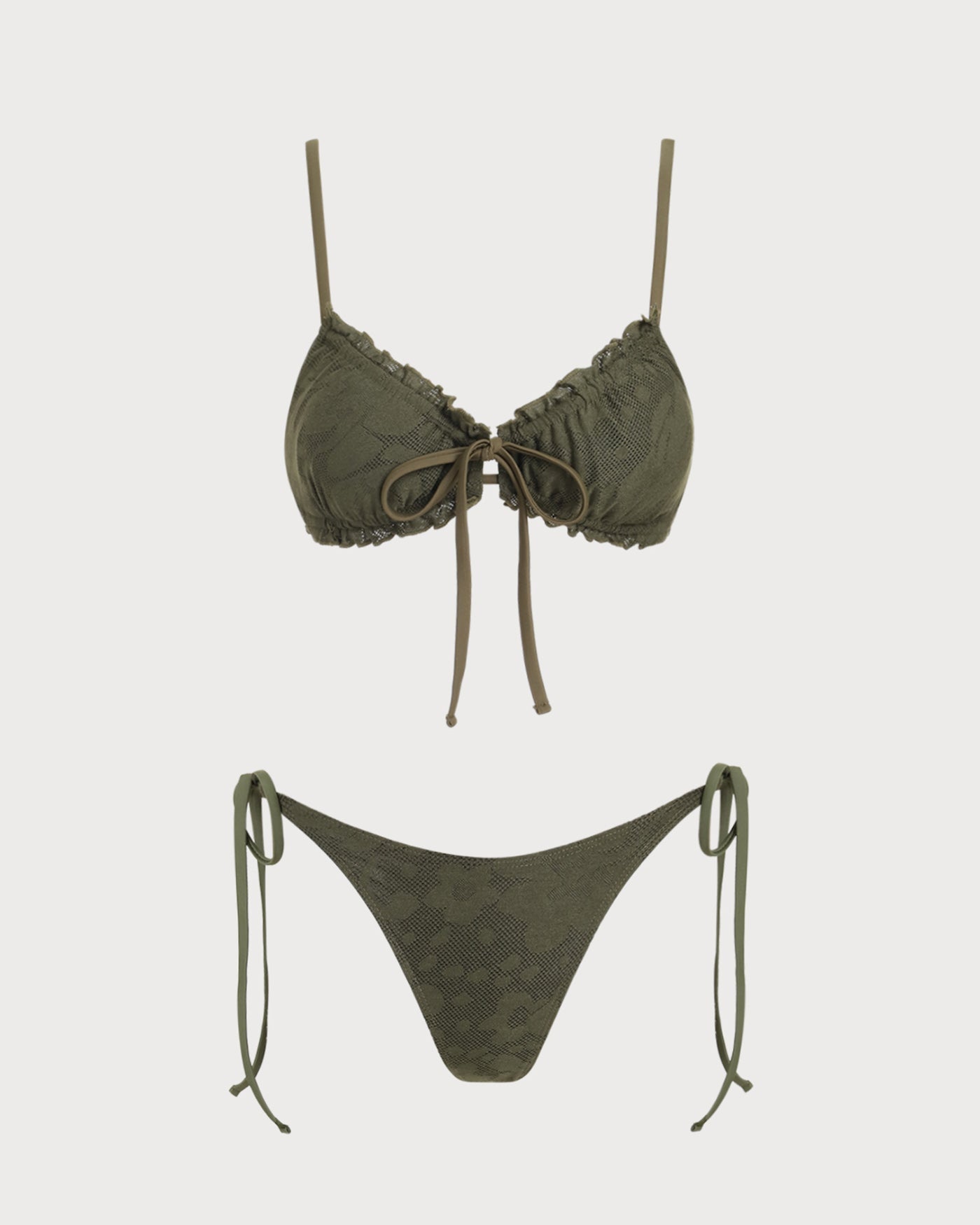Conjunto de Bikini Jacquard Verde Militar