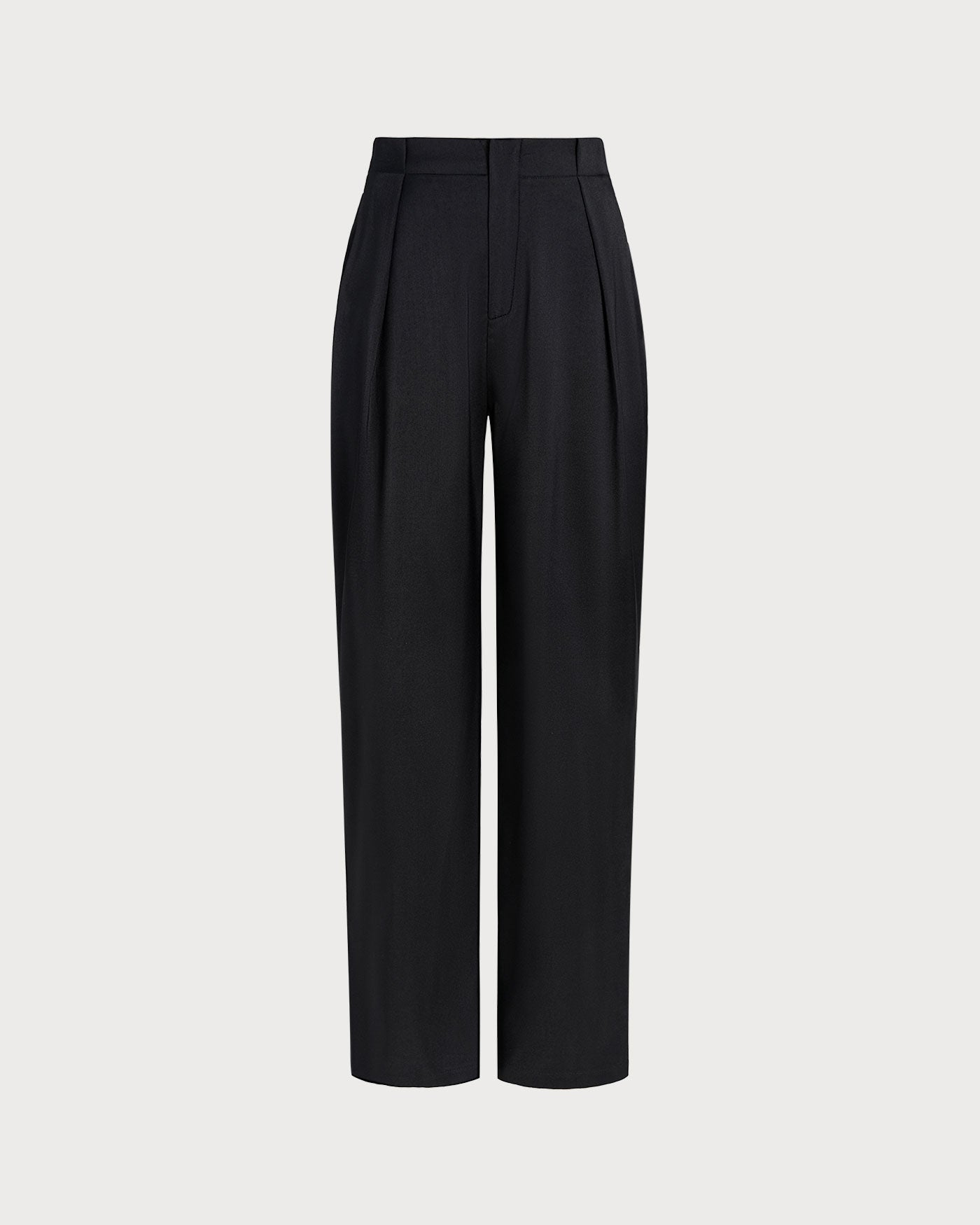 Pantalones Rectos Negros de Cintura Natural
