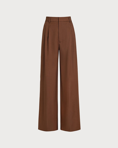Pantalones Rectos de Cintura Natural Caramelo