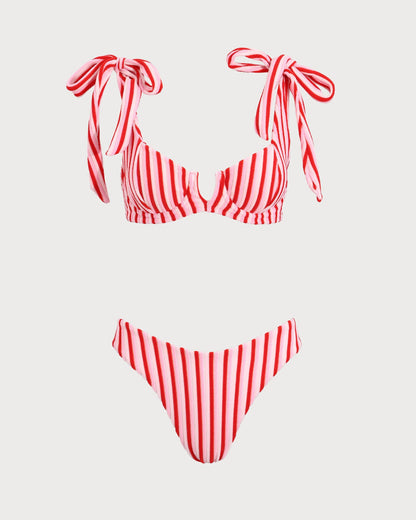 Conjunto de Bikini a Rayas Rosa