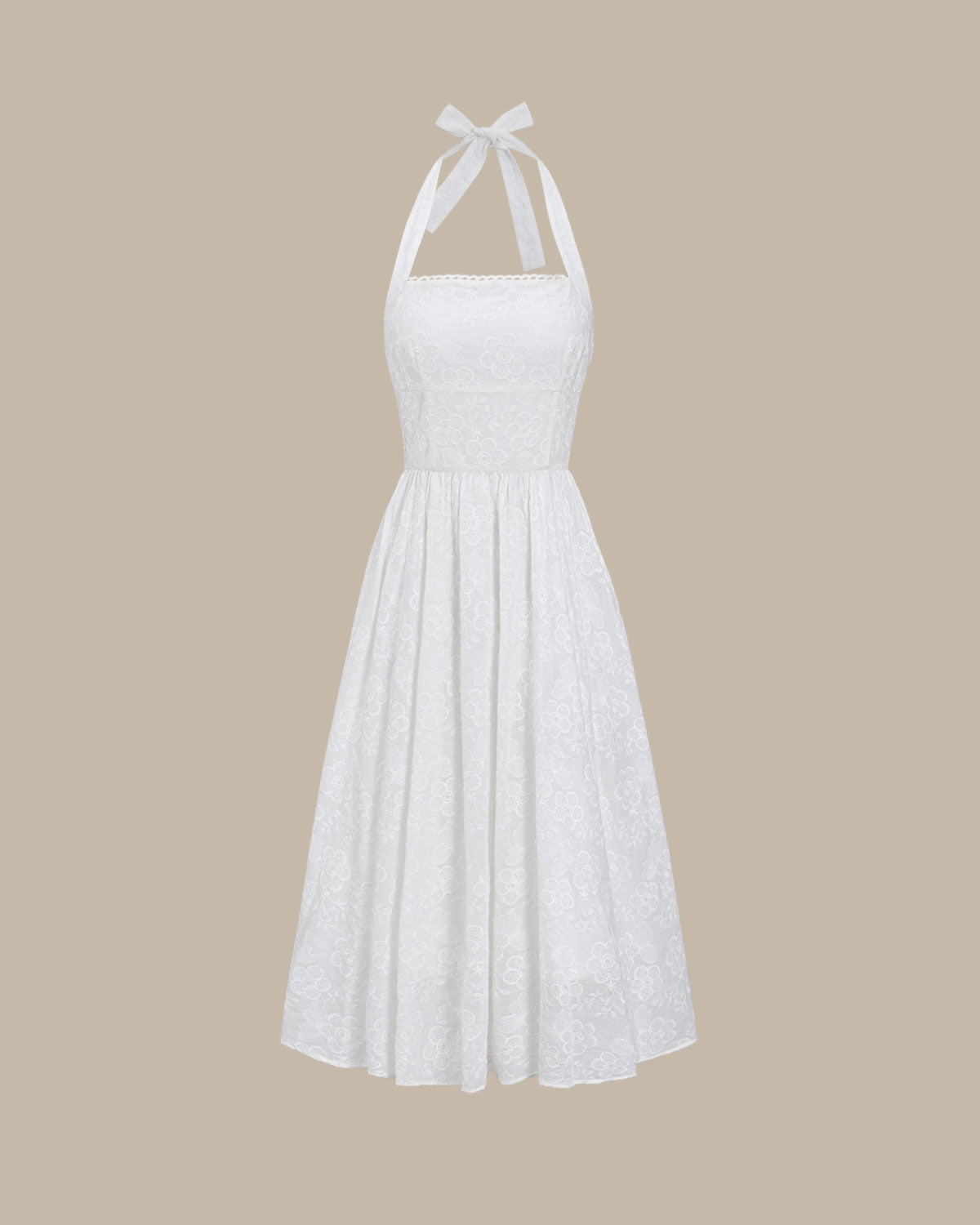 Vestido Midi Halter Bordado Blanco