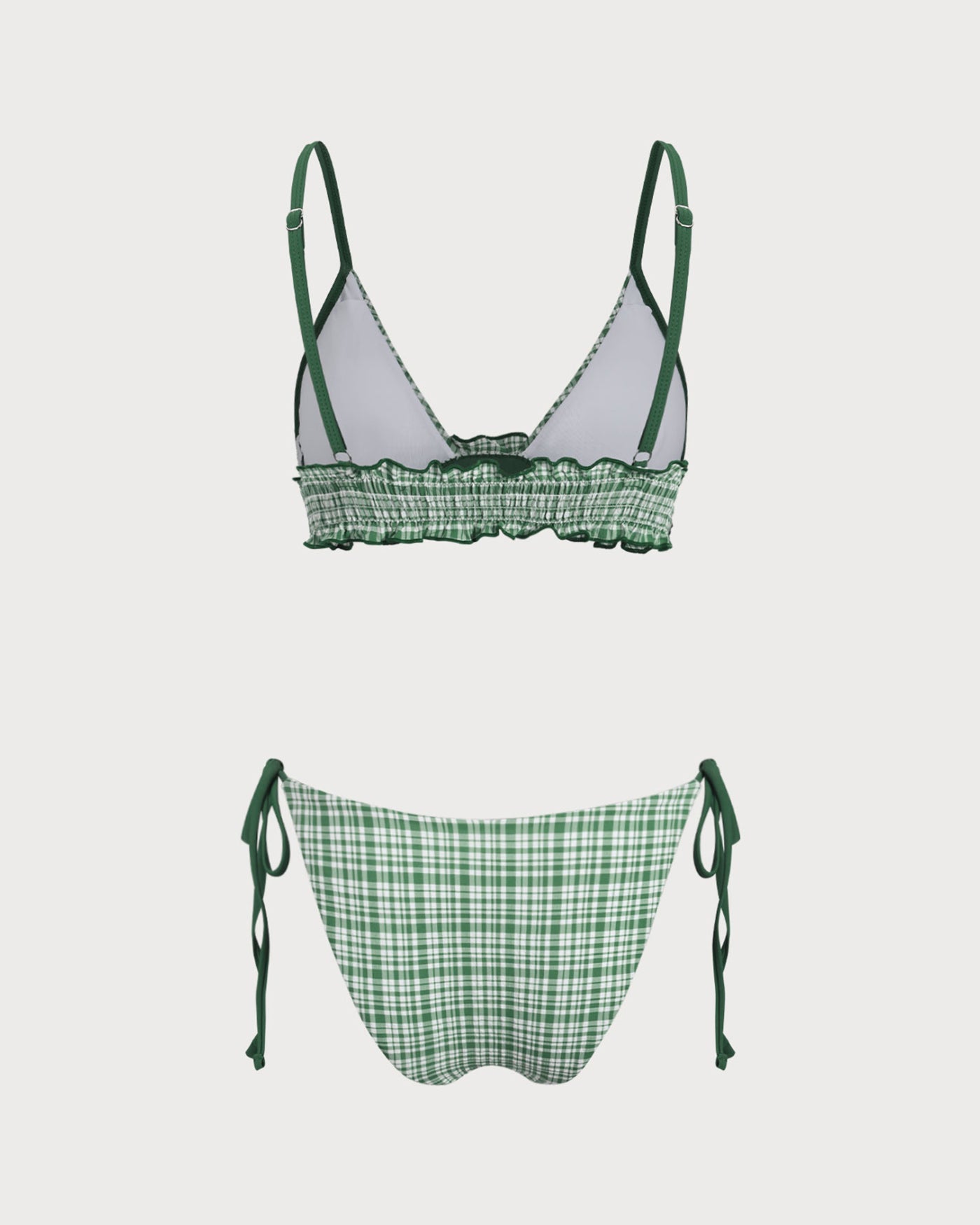 Conjunto de Bikini Verde a Cuadros con Cordón
