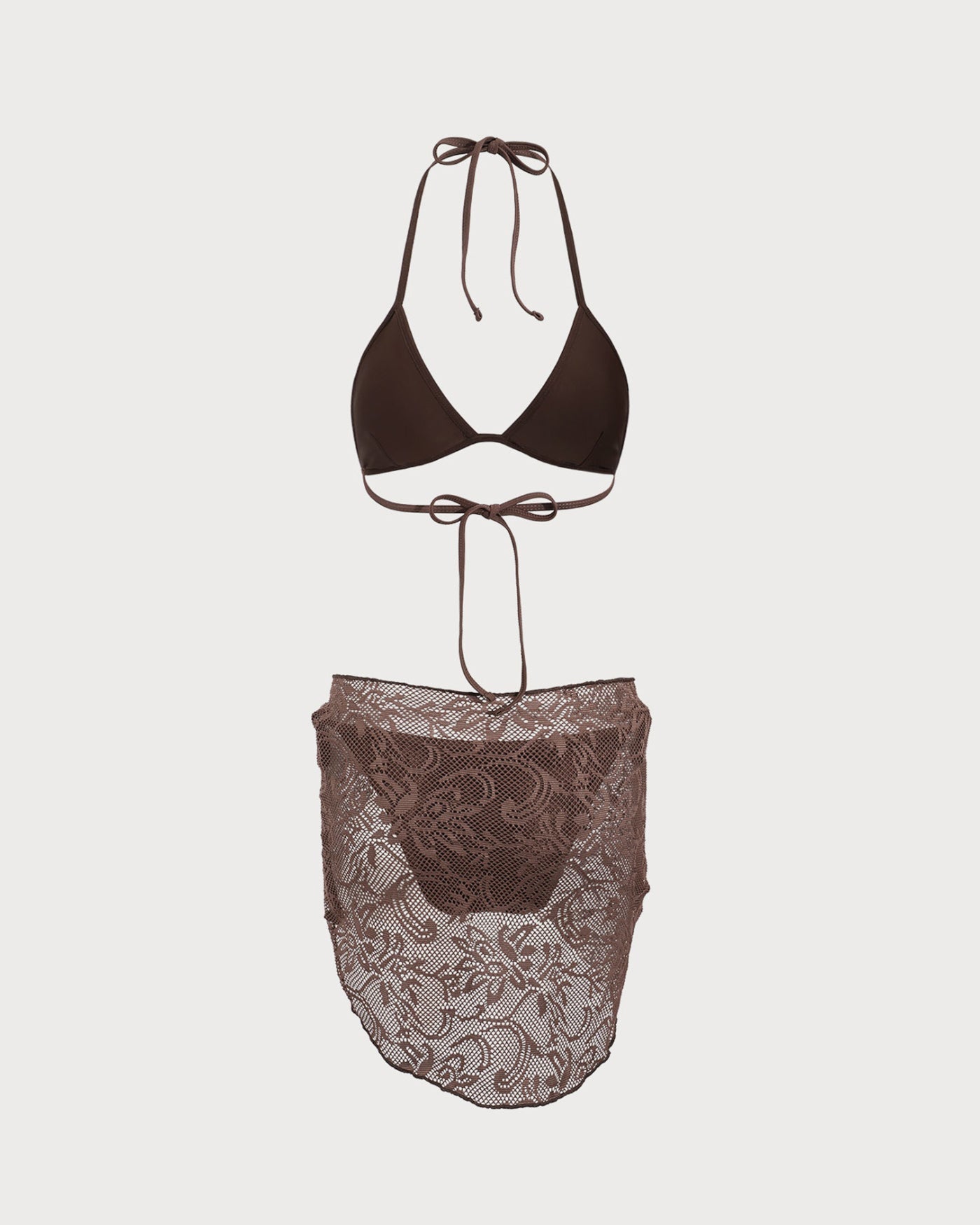 Bikini Halter Texturizado Marrón