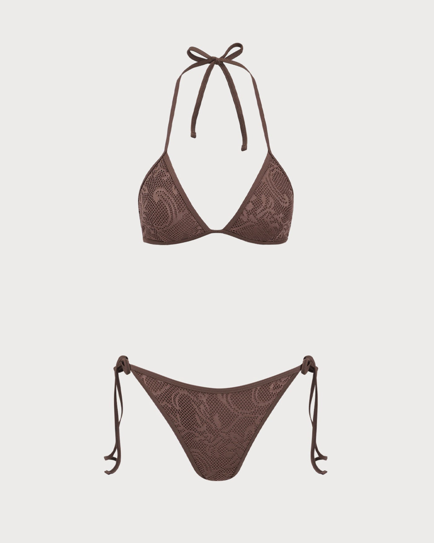 Bikini Halter Texturizado Marrón