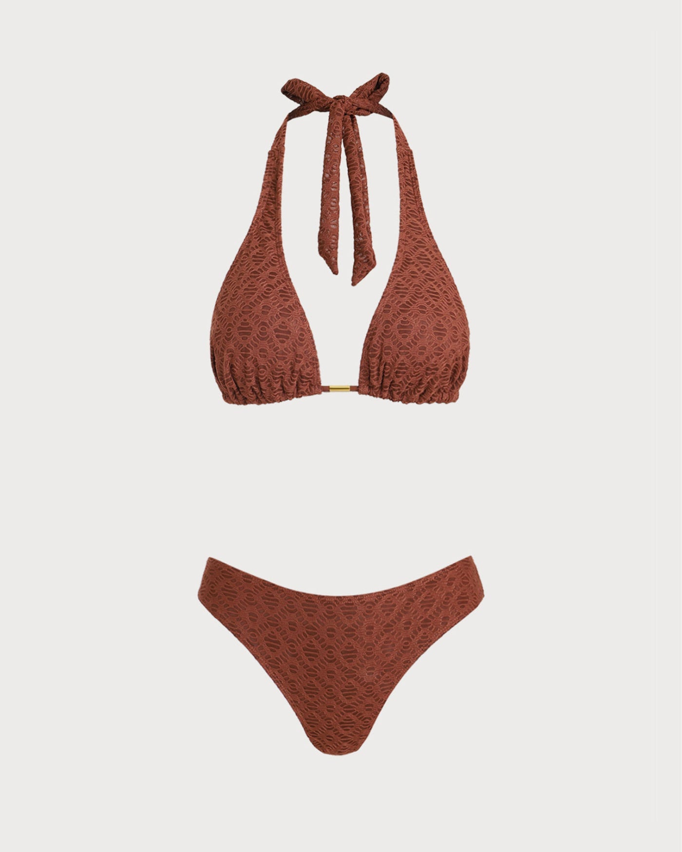 Conjunto de Tres Piezas Jacquard Marrón