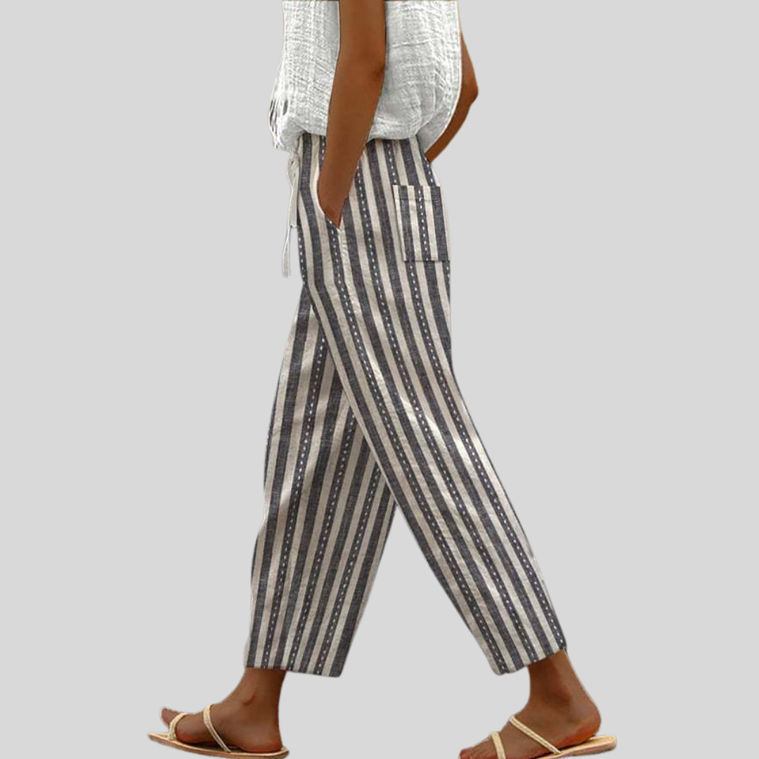 Béatrice | Pantalón Rayado Texturizado Bohemio