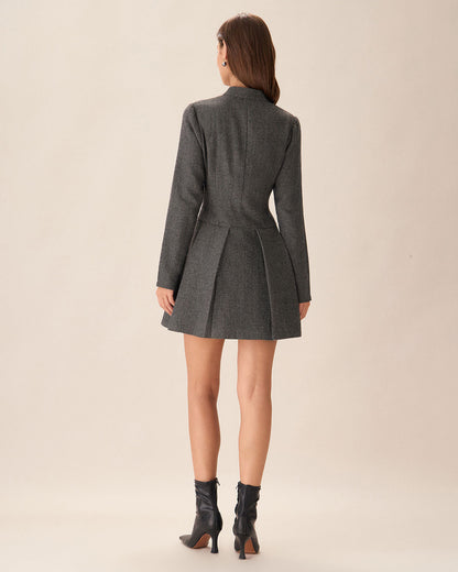 Vestido Mini Plisado Gris