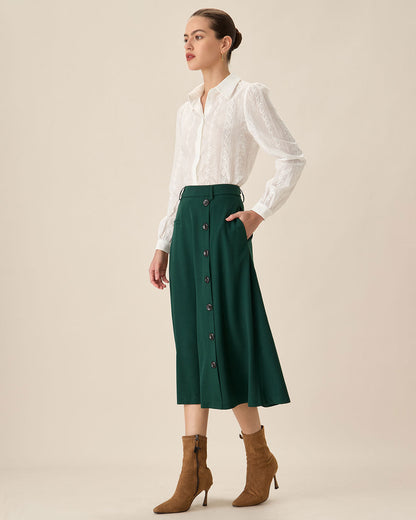 Camisa Blanca de Jacquard con Botones