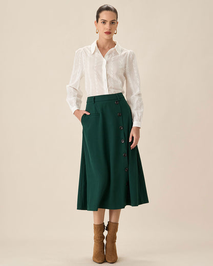Camisa Blanca de Jacquard con Botones