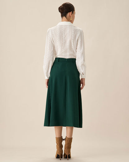 Camisa Blanca de Jacquard con Botones