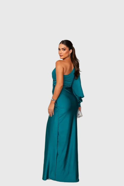Auriane | Vestido Maxi Asimétrico Satinado