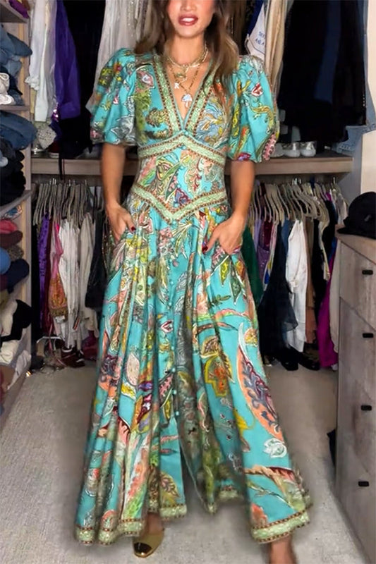 Noor™ - Vestido Largo Refinado con Mangas Abullonadas
