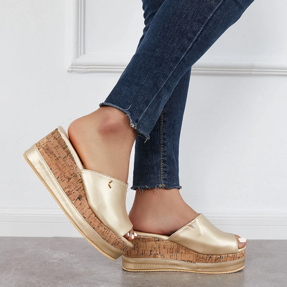 Shannon - Wygodne sandały bez sznurówek z wkładką z korka Sneakersy na platformie z podparciem