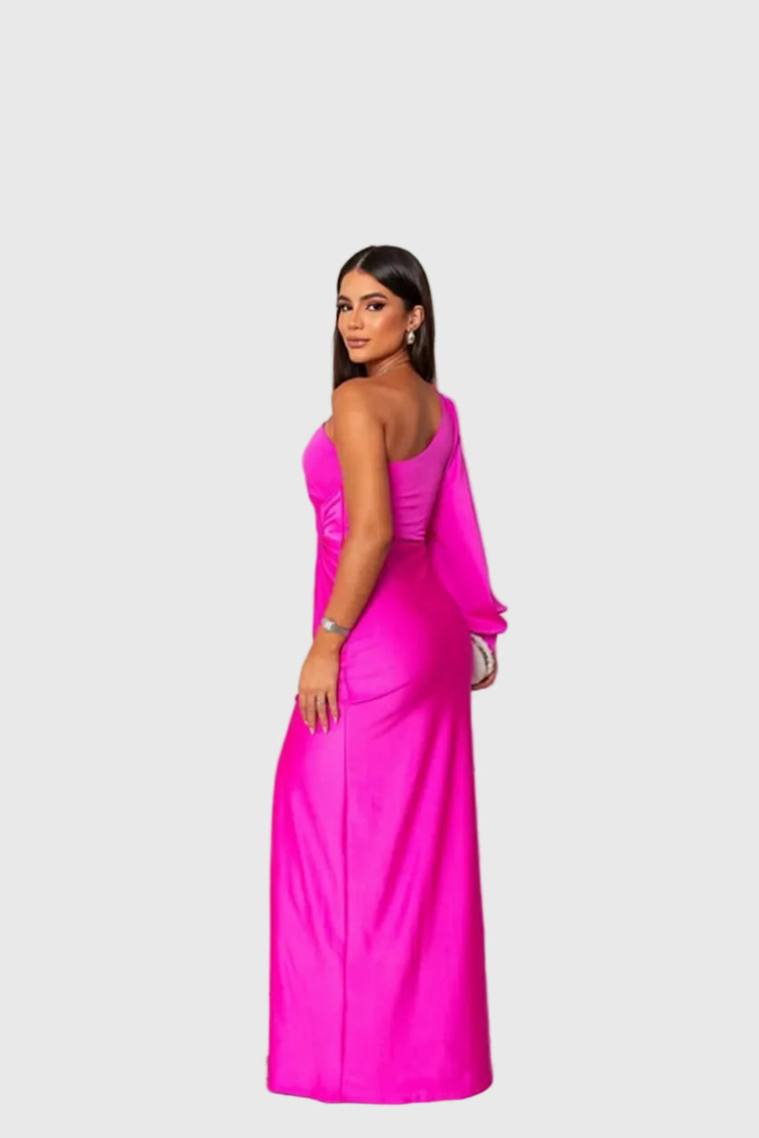 Auriane | Vestido Maxi Asimétrico Satinado