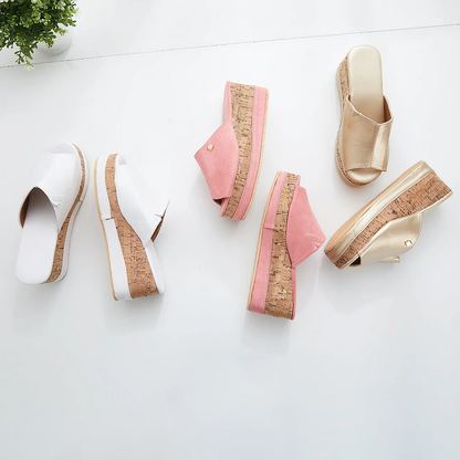 Shannon - Wygodne sandały bez sznurówek z wkładką z korka Sneakersy na platformie z podparciem