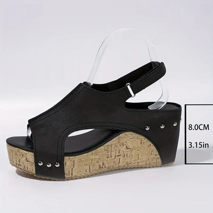 avellana | Vintage eleganckie sandały na platformie na wysokim obcasie