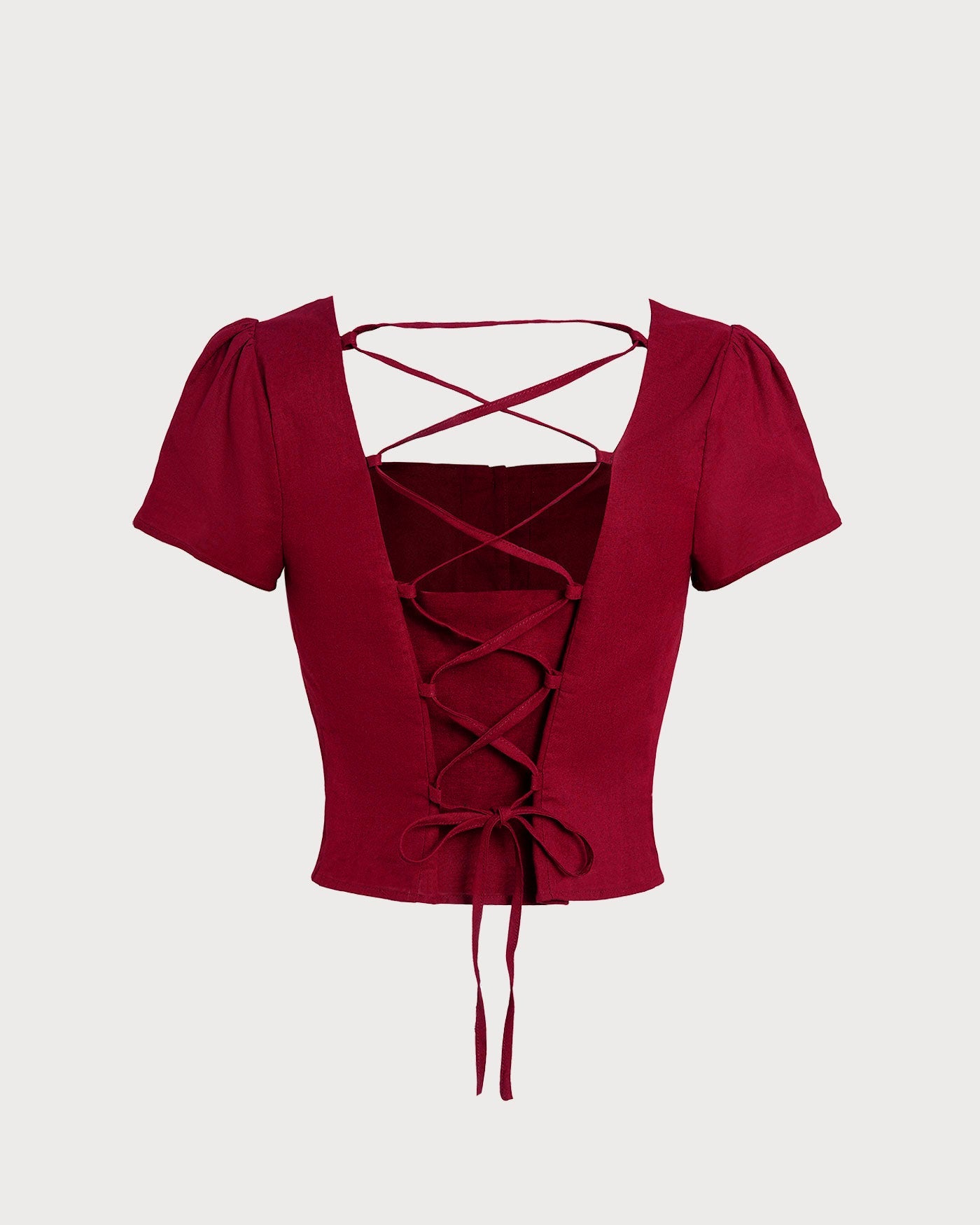 Blusa Roja de Cuello Cuadrado con Lazo Cruzado