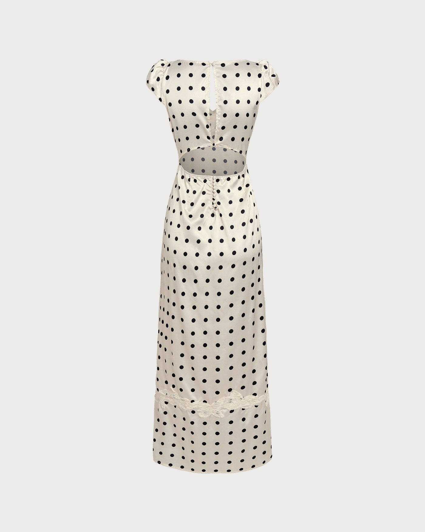 Vestido Maxi de Encaje con Lunares de Albaricoque