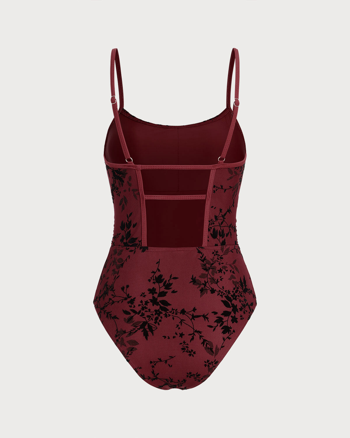 Traje de Baño Rojo Floral de Una Sola Pieza
