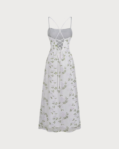 Vestido Maxi Sin Mangas Floral Blanco