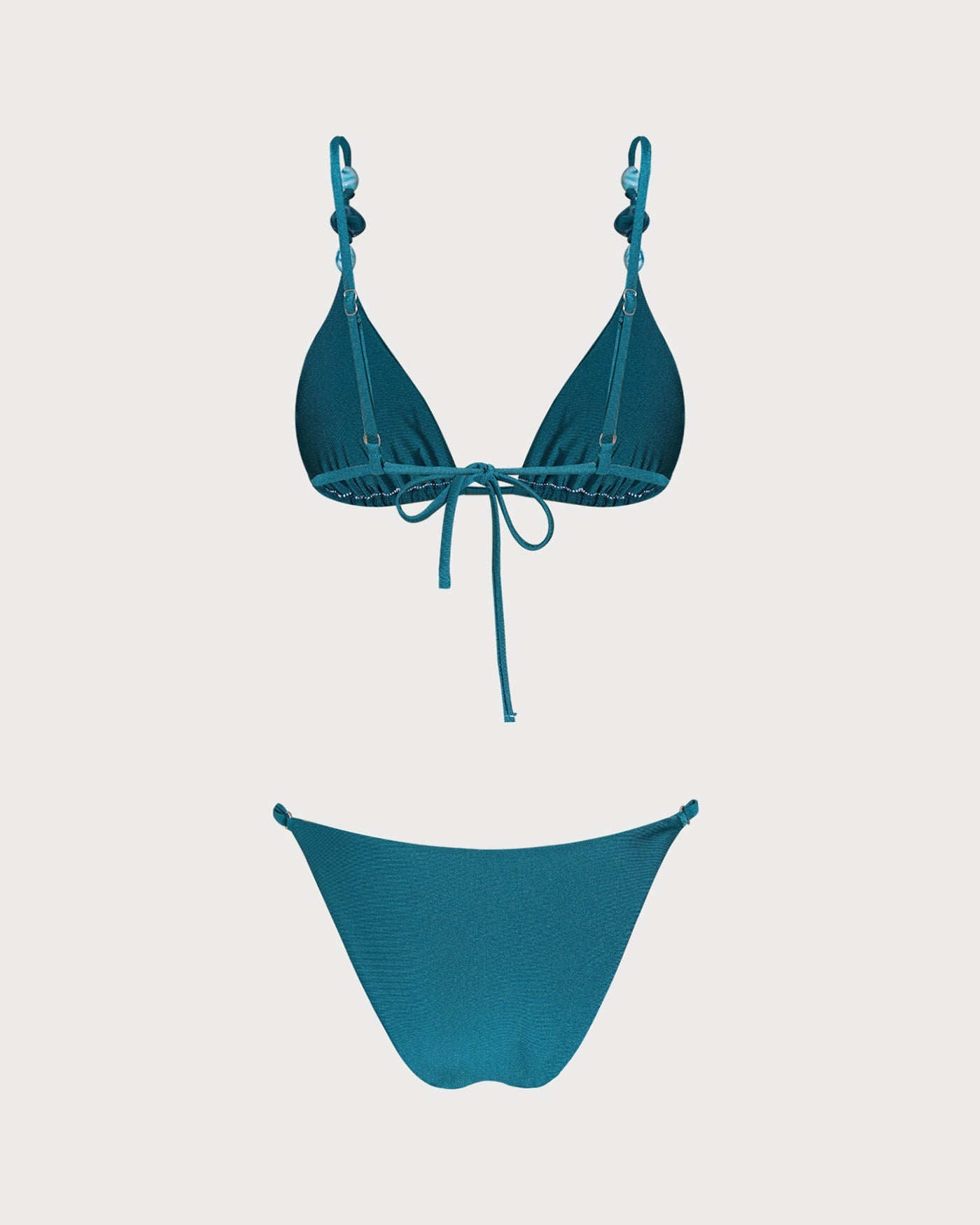 Conjunto de Bikini Triangular Arrugado Turquesa