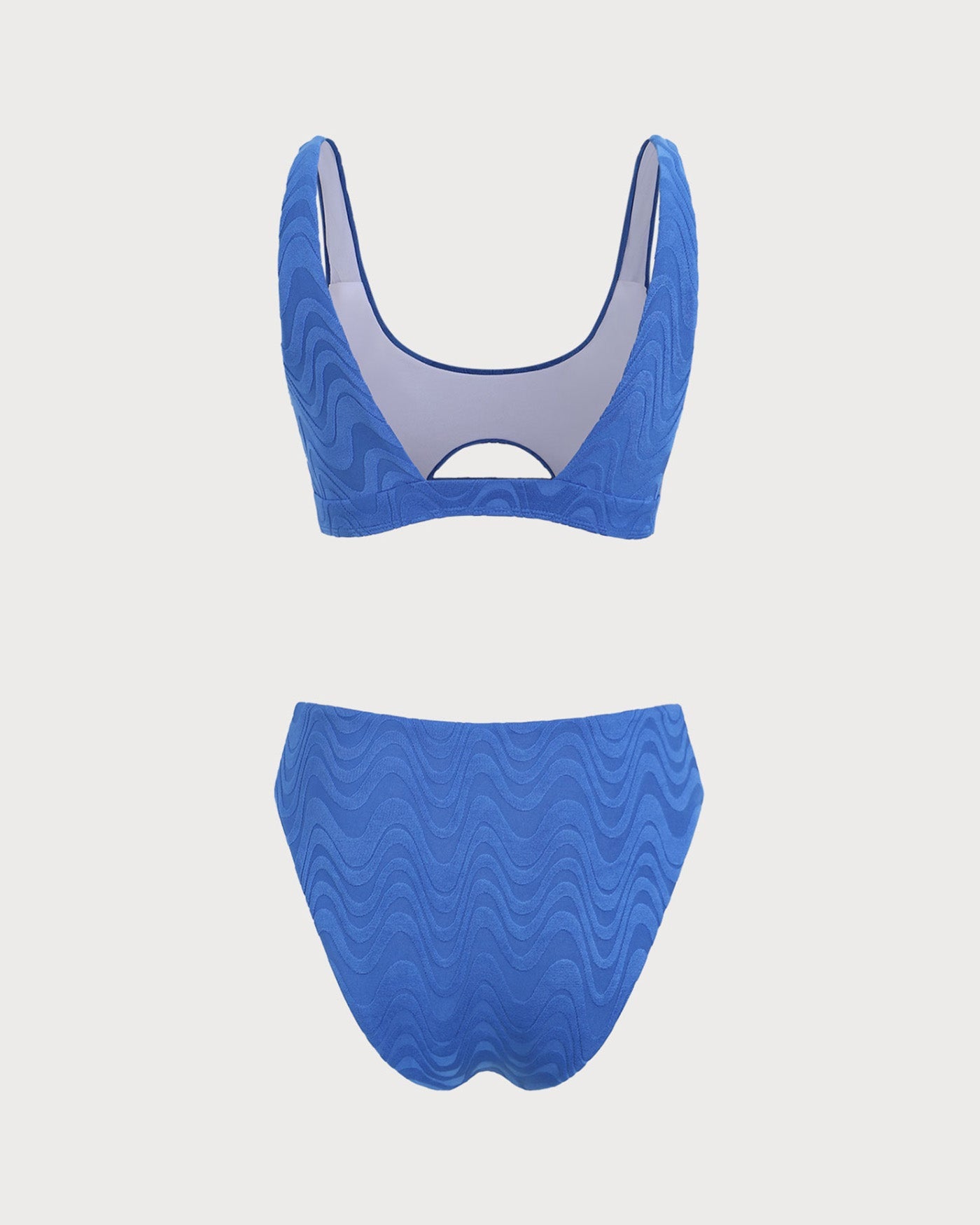 Conjunto de Bikini Texturizado Cuello U Azul Real