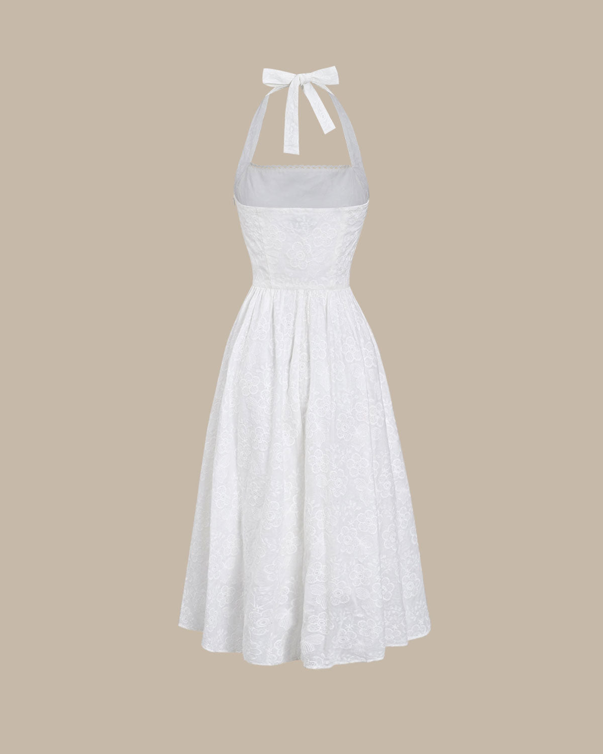 Vestido Midi Halter Bordado Blanco