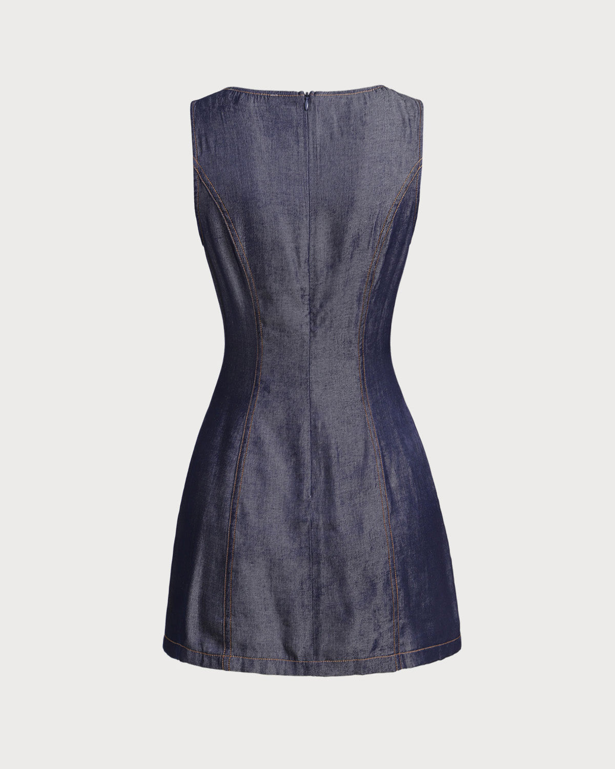 Vestido Mini Sin Mangas Azul con Bolsillos