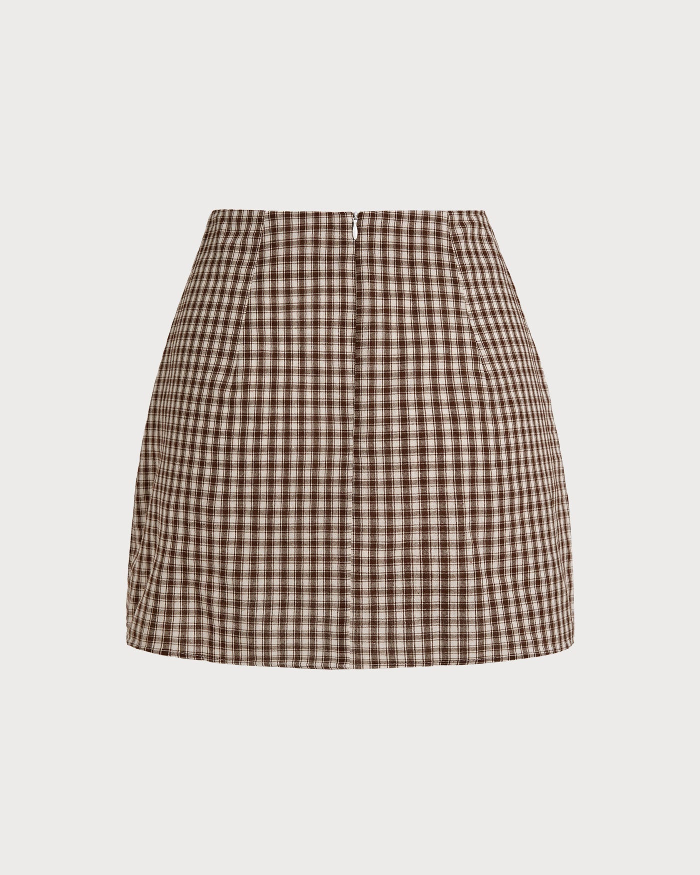Falda A-Line de Cuadros Marrón