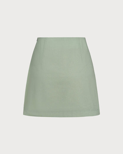 Falda Mini A-Line Sólida Verde