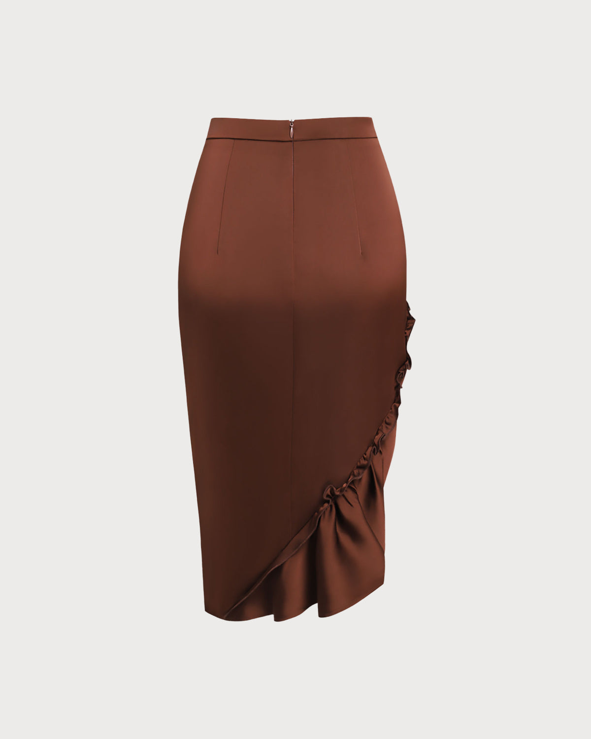 Falda Midi Lápiz Arrugada Color Café