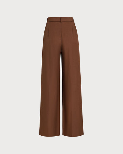 Pantalones Rectos de Cintura Natural Caramelo