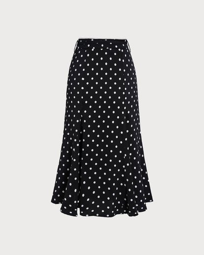 Falda Midi de Sirena con Lunares Negros
