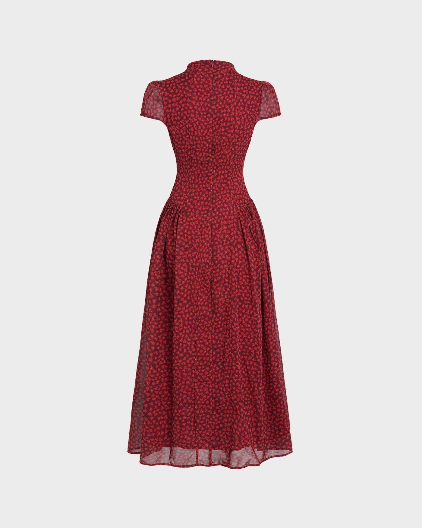 Vestido Maxi Floral con Mangas de Capucha Rojas