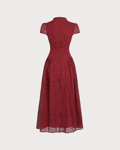 Vestido Maxi Floral con Mangas de Capucha Rojas