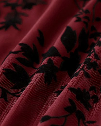 Traje de Baño Rojo Floral de Una Sola Pieza