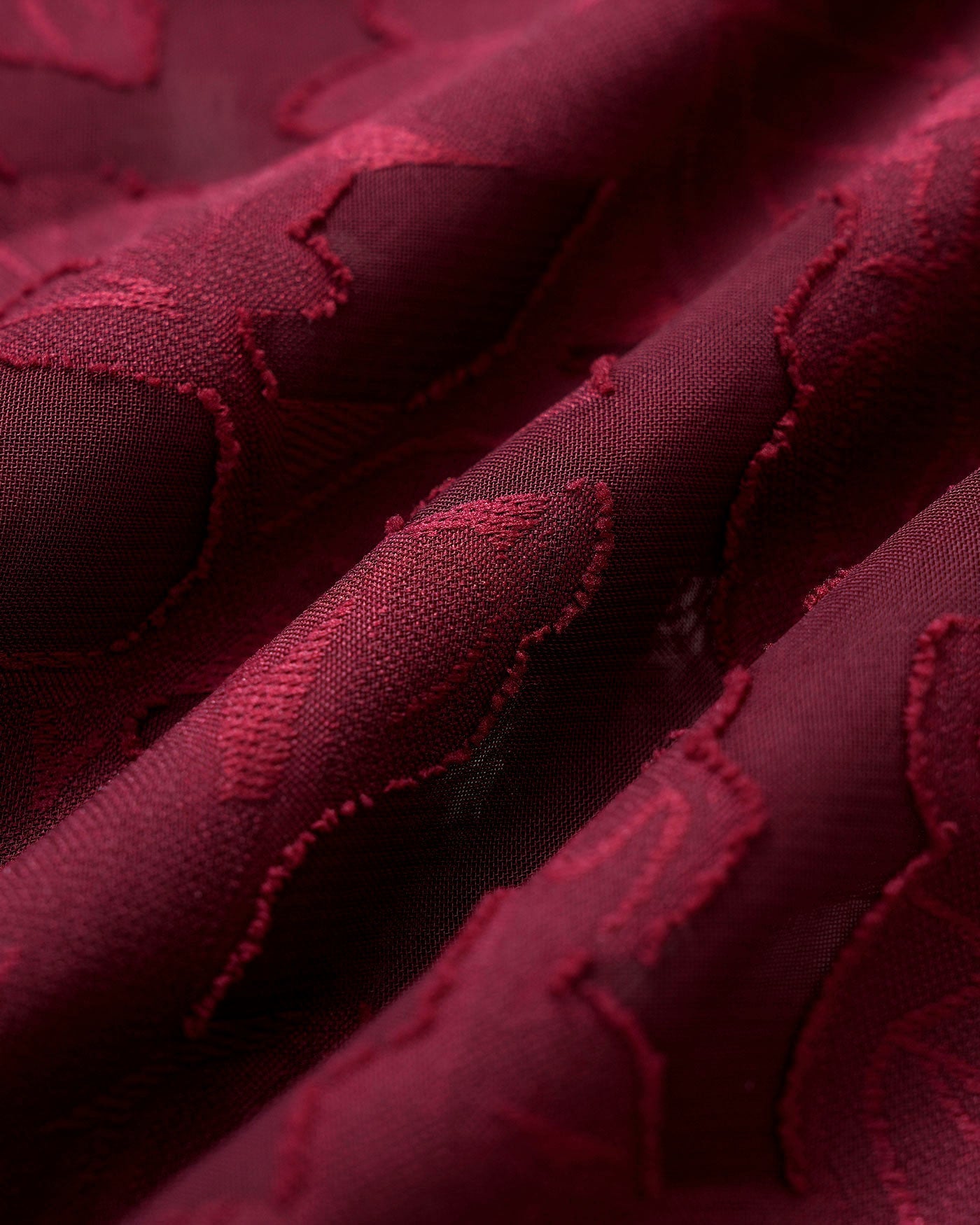 Vestido Midi Jacquard Sin Mangas de Cuello Corazón Color Rojo Vino