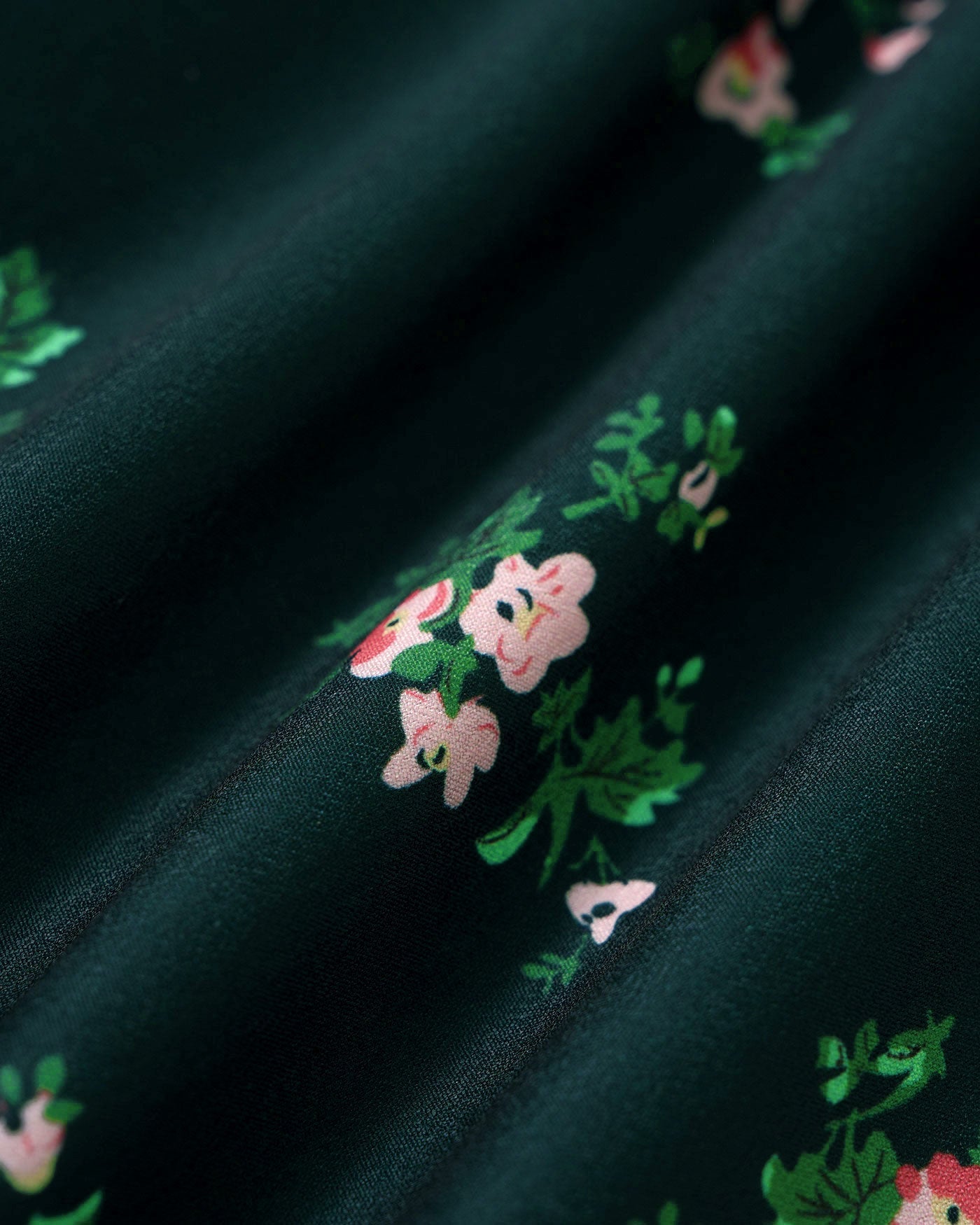 Vestido Midi Floral con Mangas Abullonadas Verdes