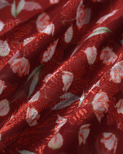 Vestido Midi Deslizante Floral Color Rojo Vino