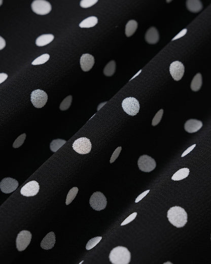 Vestido Mini de Chifón con Lunares Negros