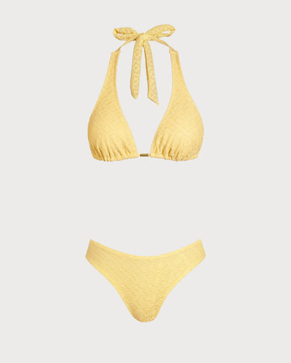 Conjunto de Bikini Texturizado Amarillo