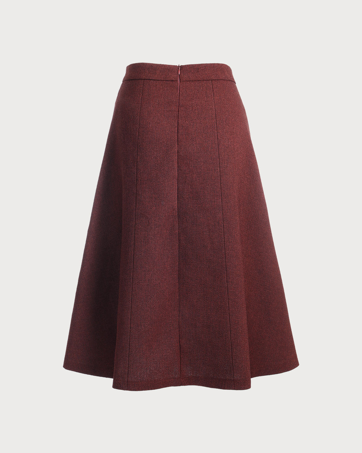 Falda de Tweed Burdeos de Cintura Alta