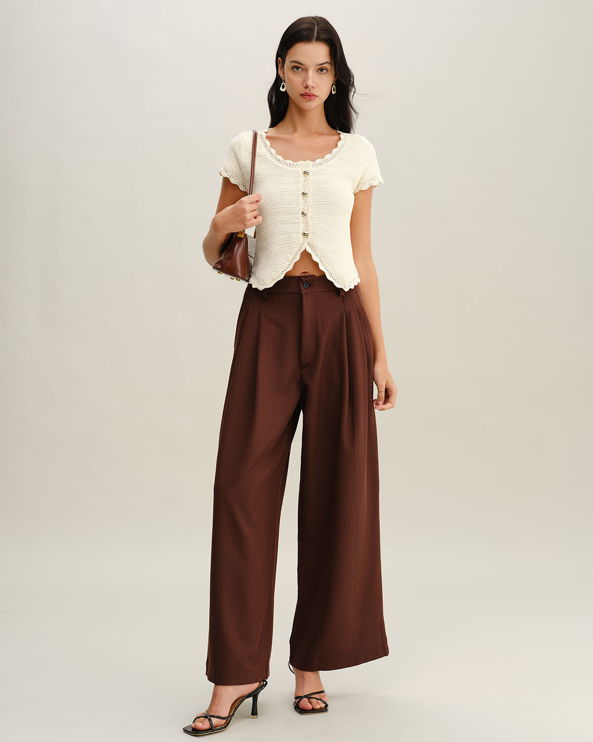 Cárdigan Texturizado Beige con Escote en U